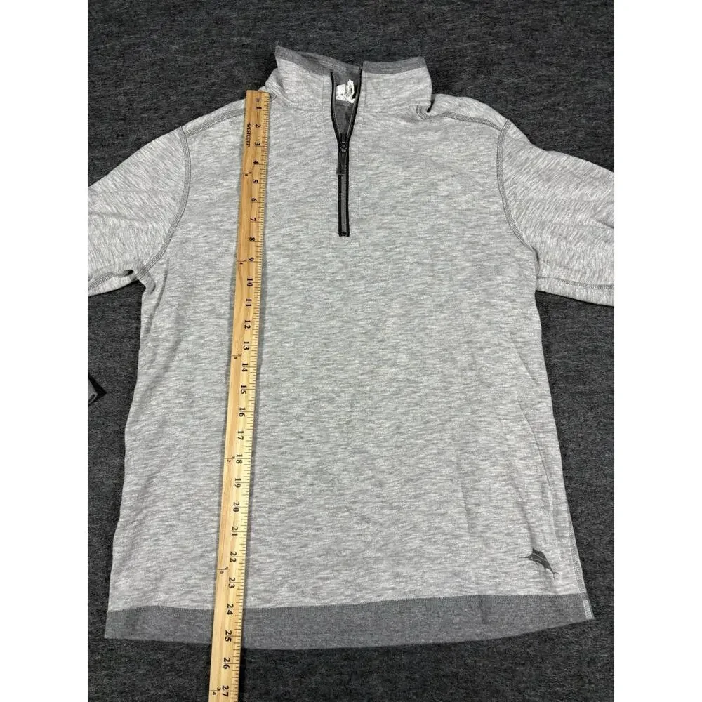 Tommy Bahama Sweater Gray Reversible 1/4 Zip Pullover Mens Size Small